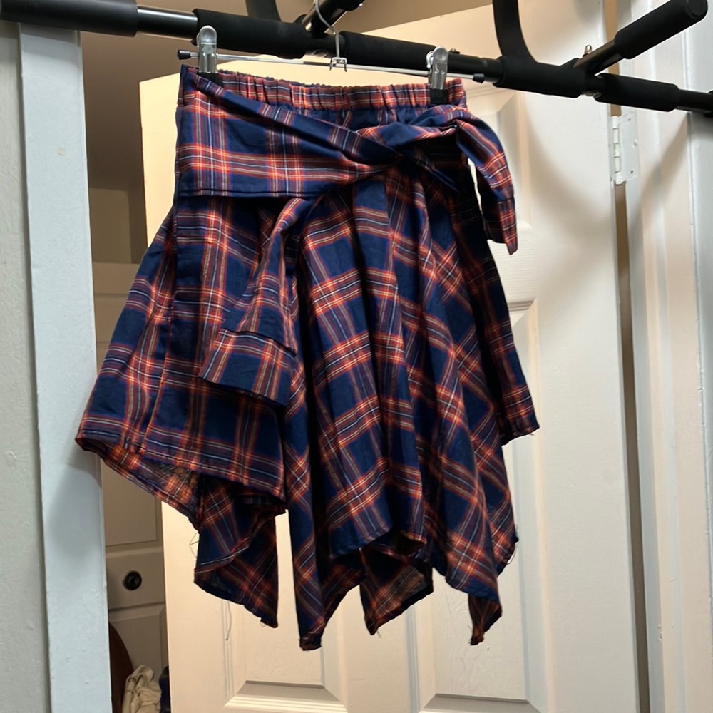Plaid Navy and Red Women's Skirt